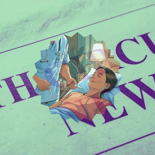 4th Circuit Catheter News headline featuring a port implant patient in a hospital bed