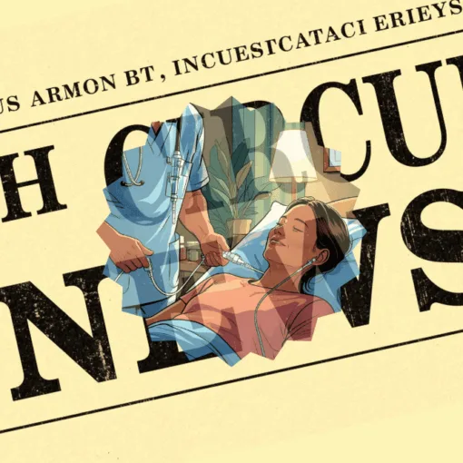 5th Circuit Catheter News headline featuring a port implant patient in a hospital bed