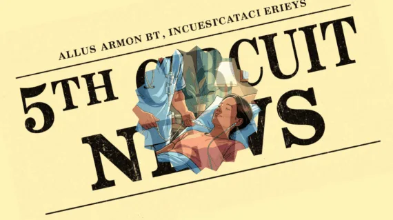 5th Circuit Catheter News headline featuring a port implant patient in a hospital bed