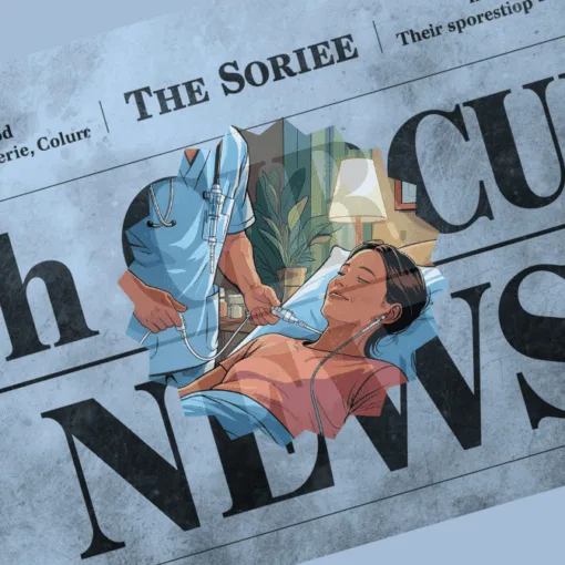 7th Circuit Catheter News headline featuring a port implant patient in a hospital bed