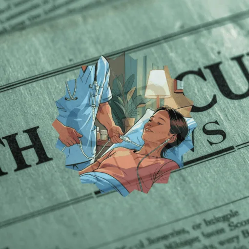 9th Circuit Catheter News headline featuring a port implant patient in a hospital bed